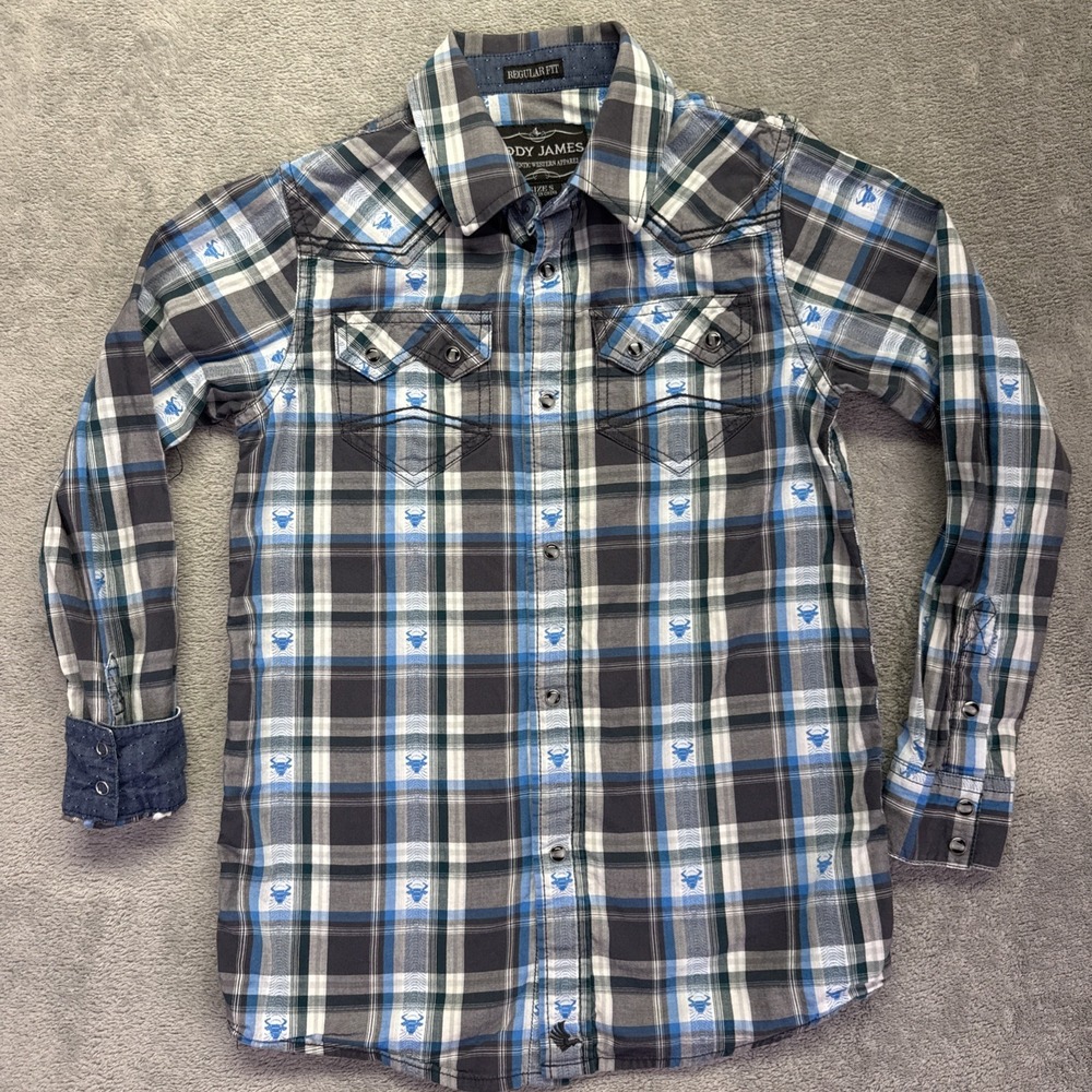 Cody‎ James Western Boys Button Down Shirt Long Sleeve Small Pearl Snap Cowboy